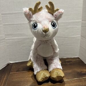 NWT Build A Bear BAB Pink ACRTIC Winter Reindeer 15" Plush Gold Sparkle NEW